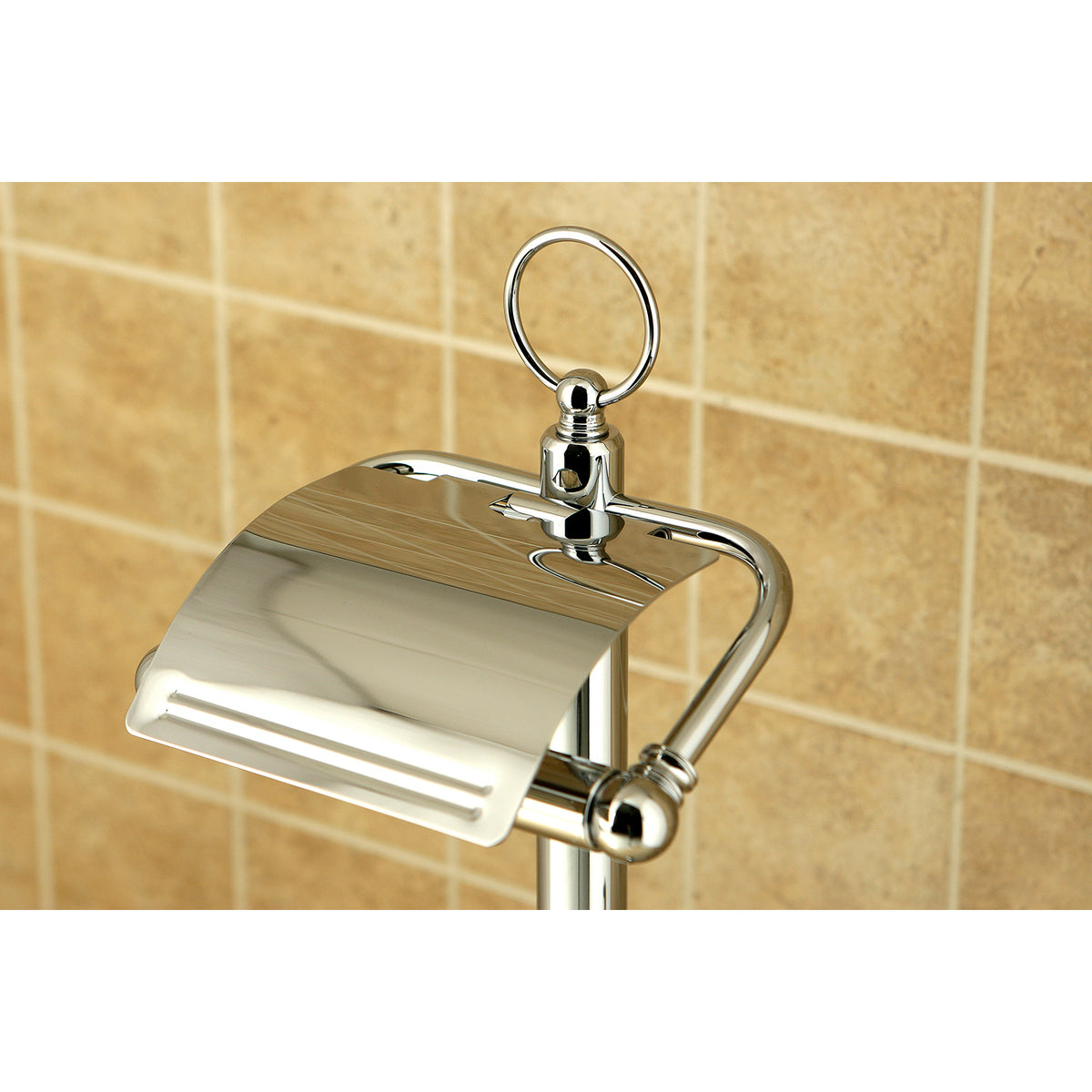 Kingston Brass Pedestal Toilet Paper Holder Stand with Brush