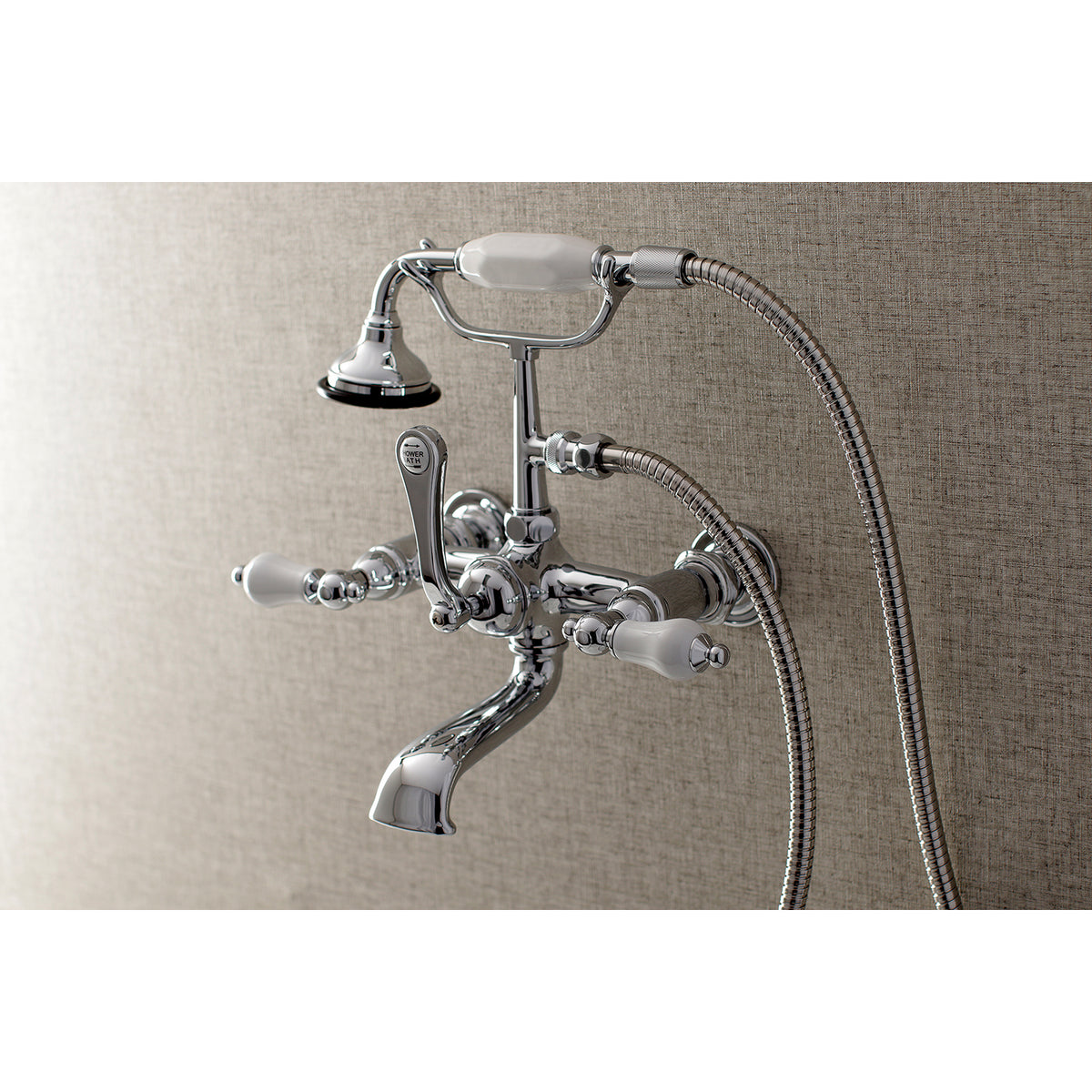 Aqua Vintage 7-Inch Wall Mount Tub Faucet with Hand Shower