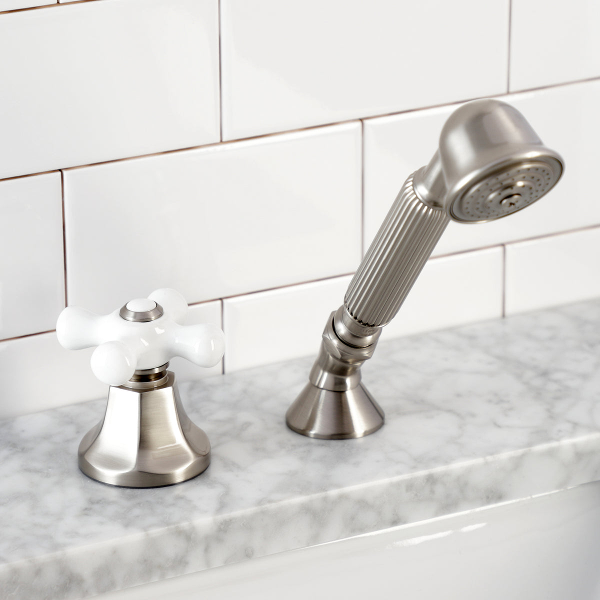 Kingston Brass Deck Mount Hand Shower with Diverter for Roman Tub Faucet