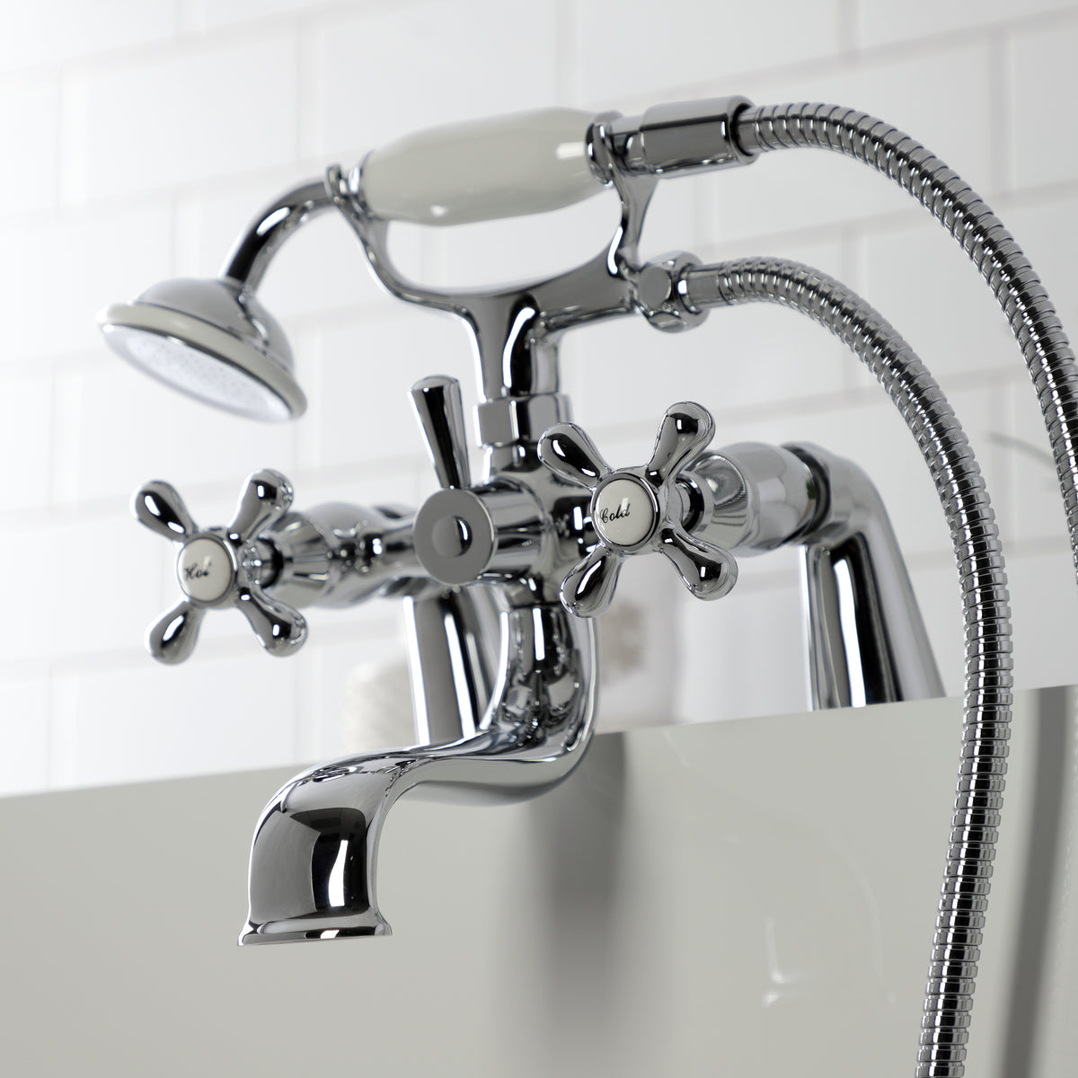 Kingston Deck Mount Clawfoot Tub Faucet with Hand Shower