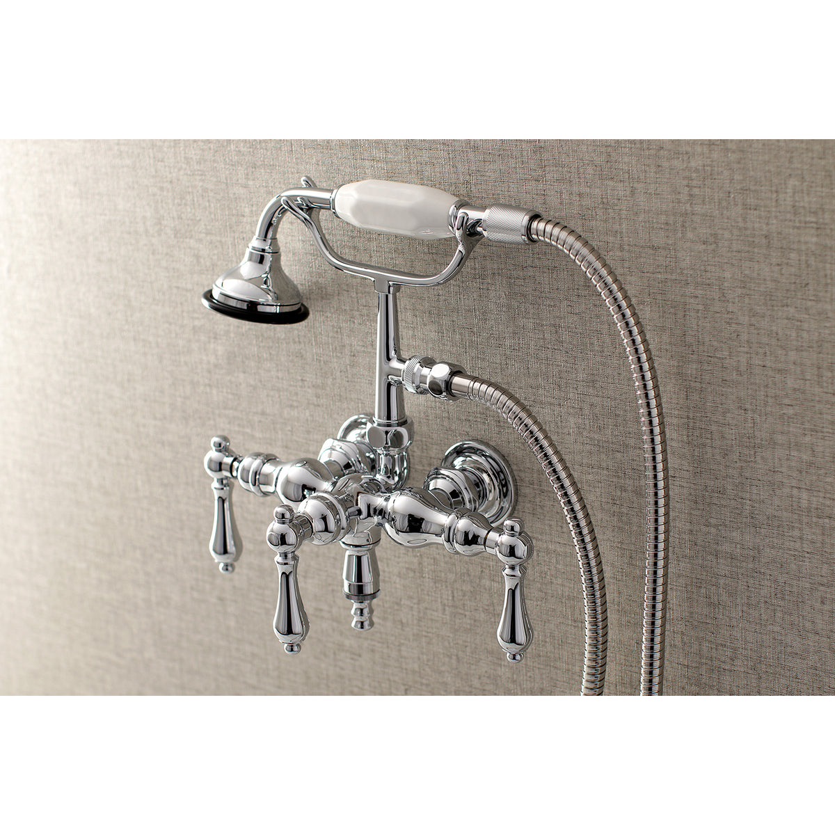 Aqua Vintage 3-3/8 Inch Wall Mount Tub Faucet with Hand Shower