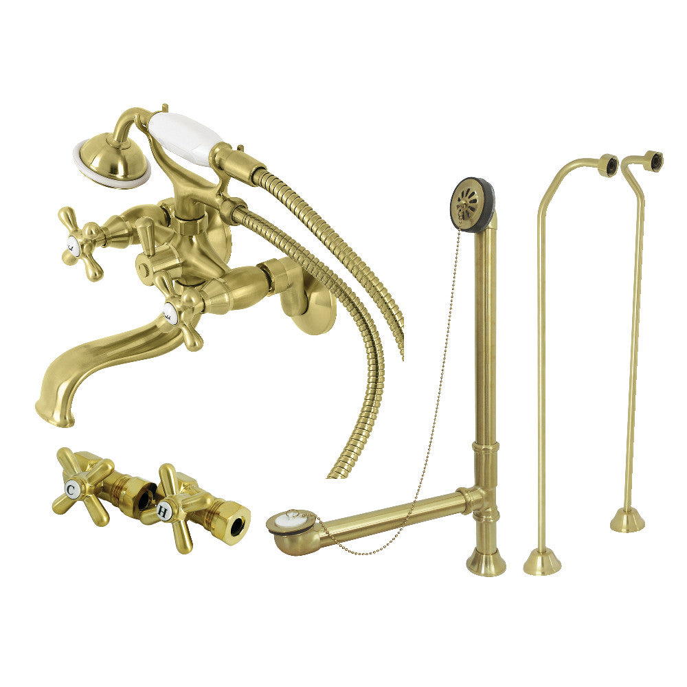 Vintage Wall Mount Clawfoot Tub Faucet Package with Supply Line