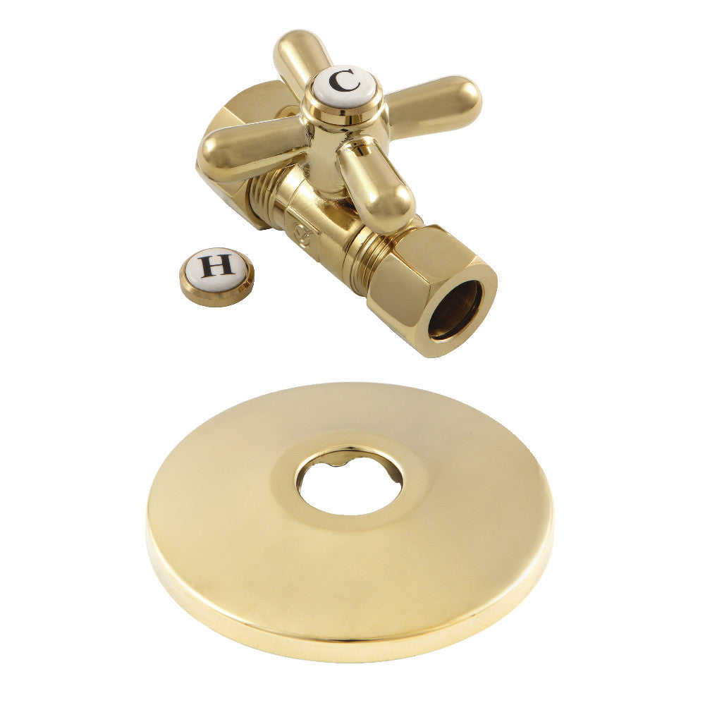 Kingston Brass 5/8-Inch OD X 1/2-Inch OD Comp Quarter-Turn Straight Stop Valve with Flange