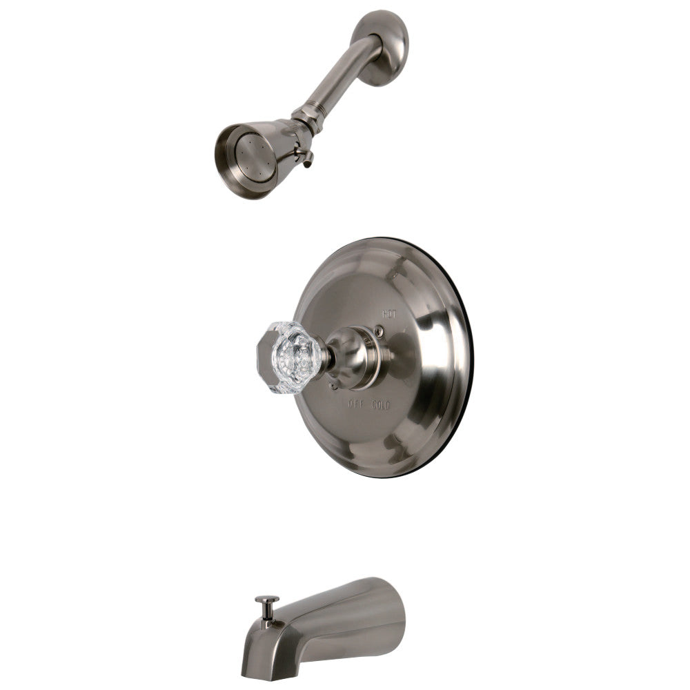 Celebrity Tub and Shower Faucet with Single Crystal Octagonal Knob Handle