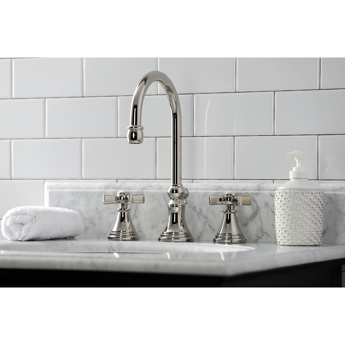 Kingston Brass KS2985ZX Millennium Widespread Bathroom Faucet with Brass Pop-Up