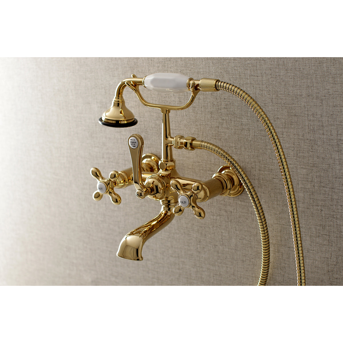Aqua Vintage 7-Inch Wall Mount Tub Faucet with Hand Shower