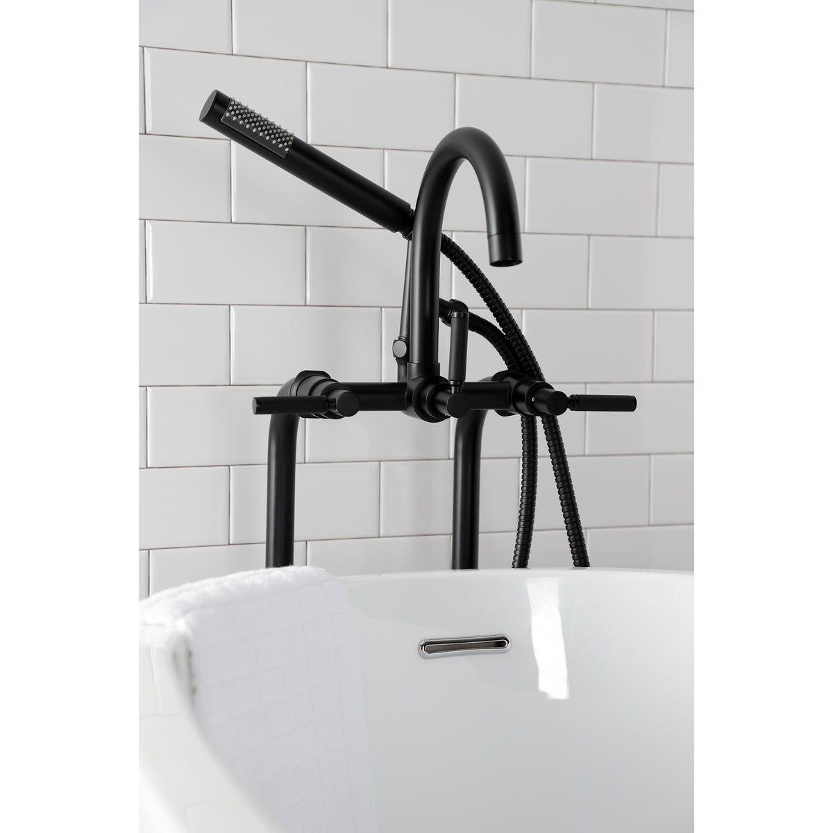 Aqua Vintage Concord Freestanding Tub Faucet with Supply Line, Stop Valve