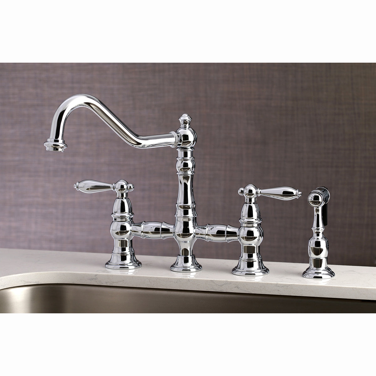 Kingston Brass KS3270ALBS Kitchen Faucet with Side Sprayer