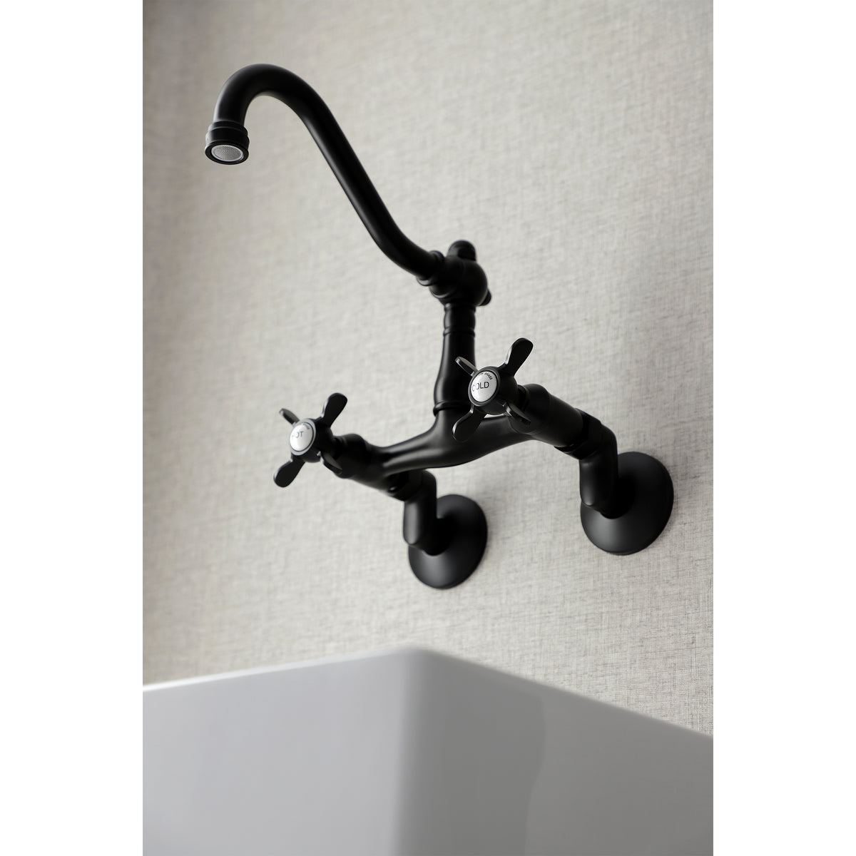 Kingston Brass KS3228BEX 6-Inch Adjustable Center Wall Mount Kitchen Faucet