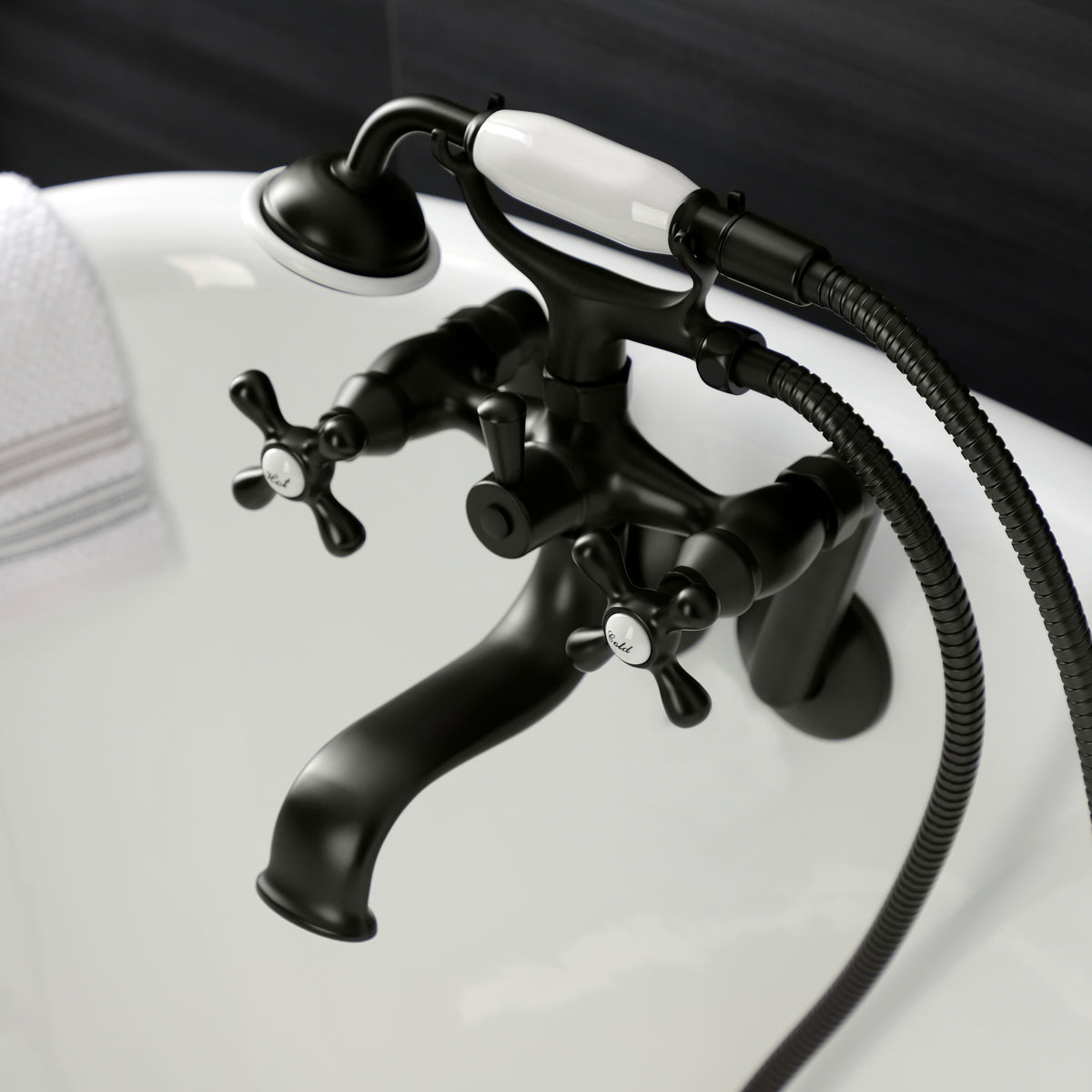 Kingston Wall Mount Clawfoot Tub Faucet with Hand Shower