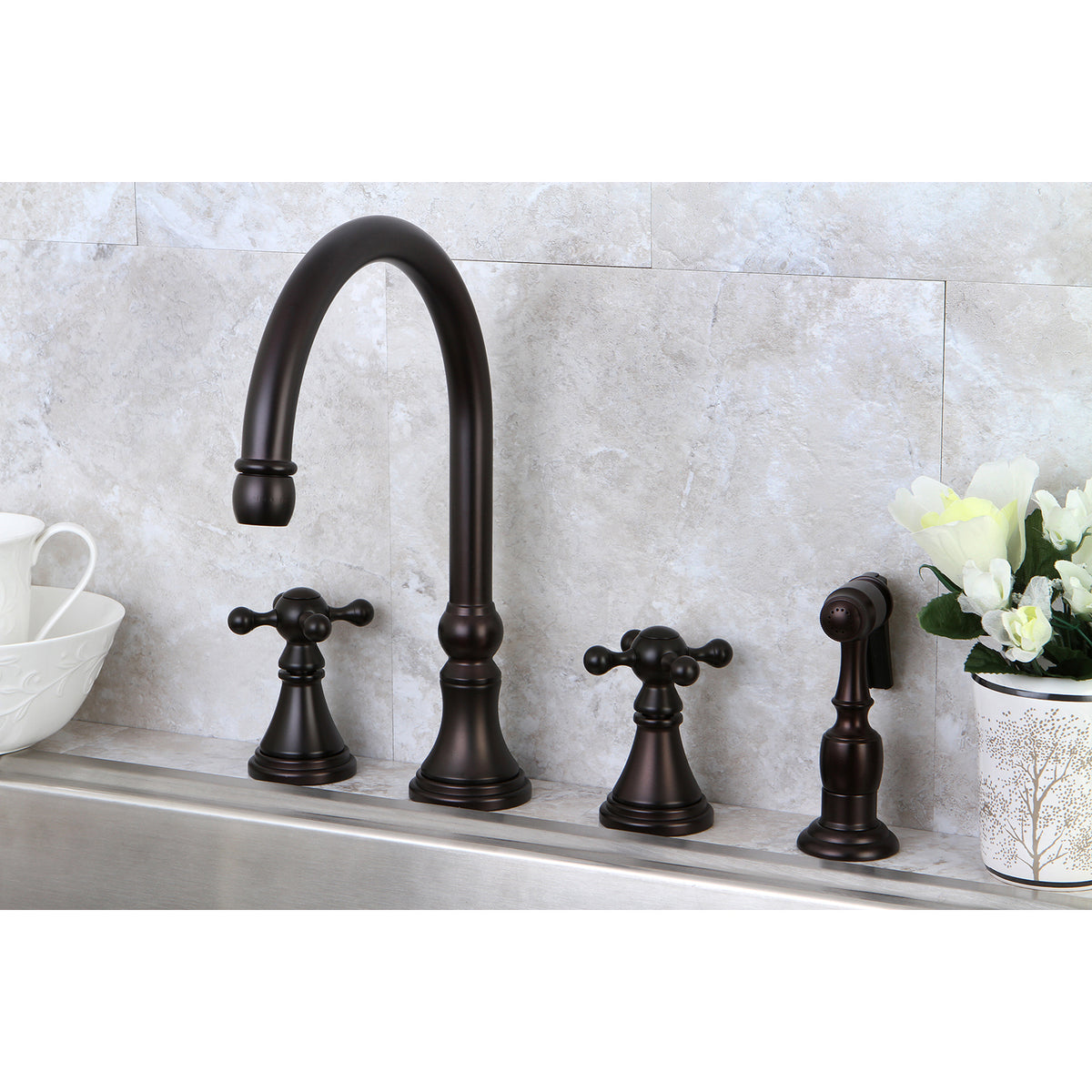 Kingston Brass KS2795KXBS Widespread Kitchen Faucet