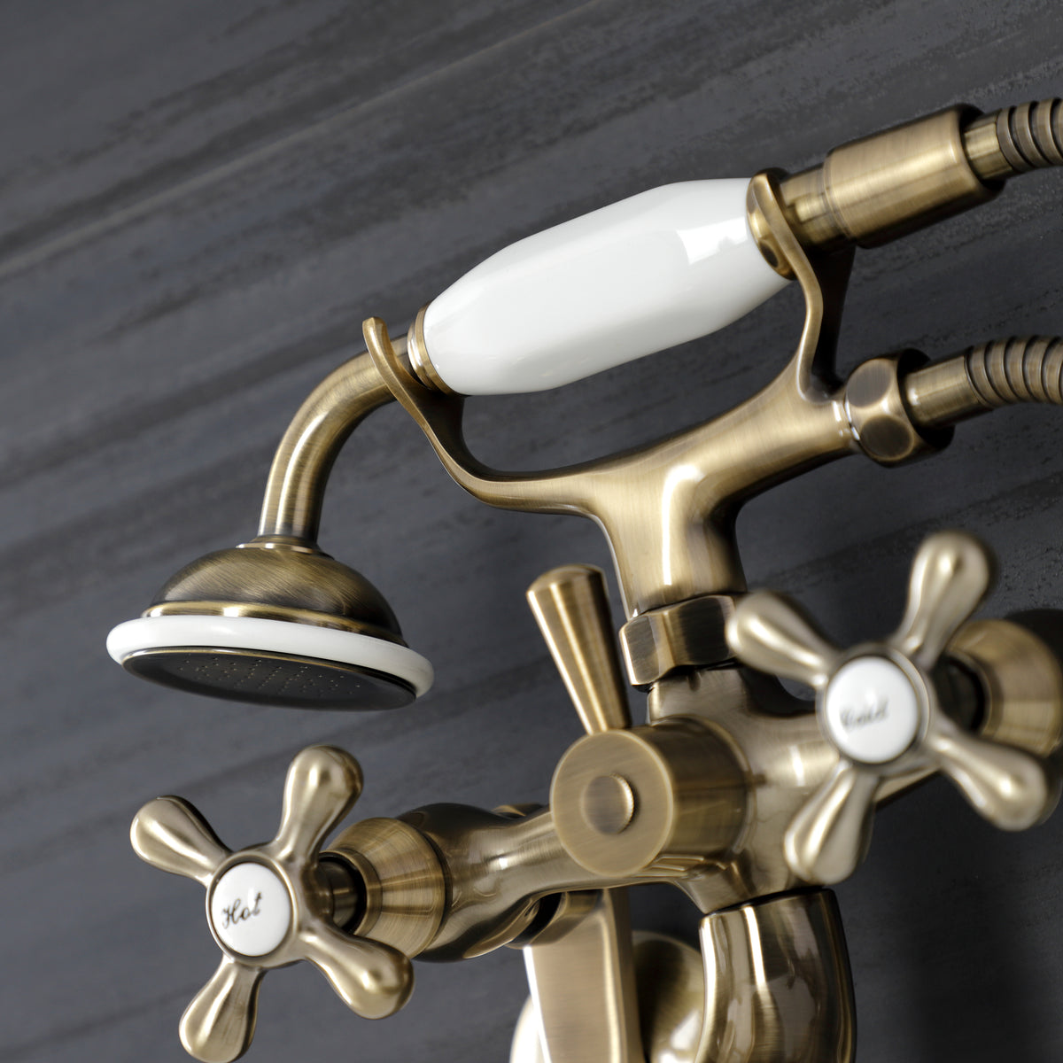 Kingston Wall Mount Tub Faucet with Hand Shower