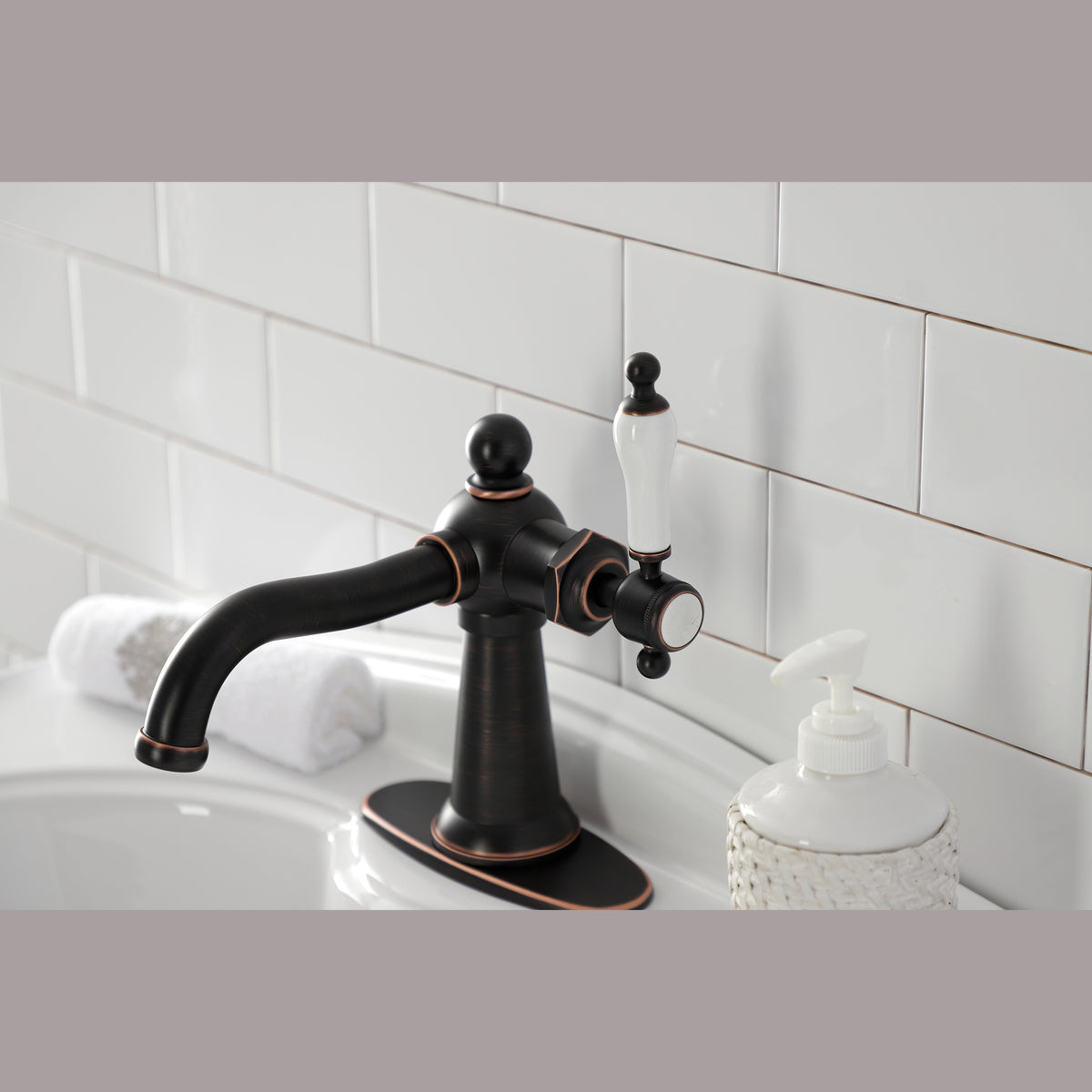 Kingston Brass KSD154KLCP Nautical Single-Handle Bathroom Faucet with Push Pop-Up