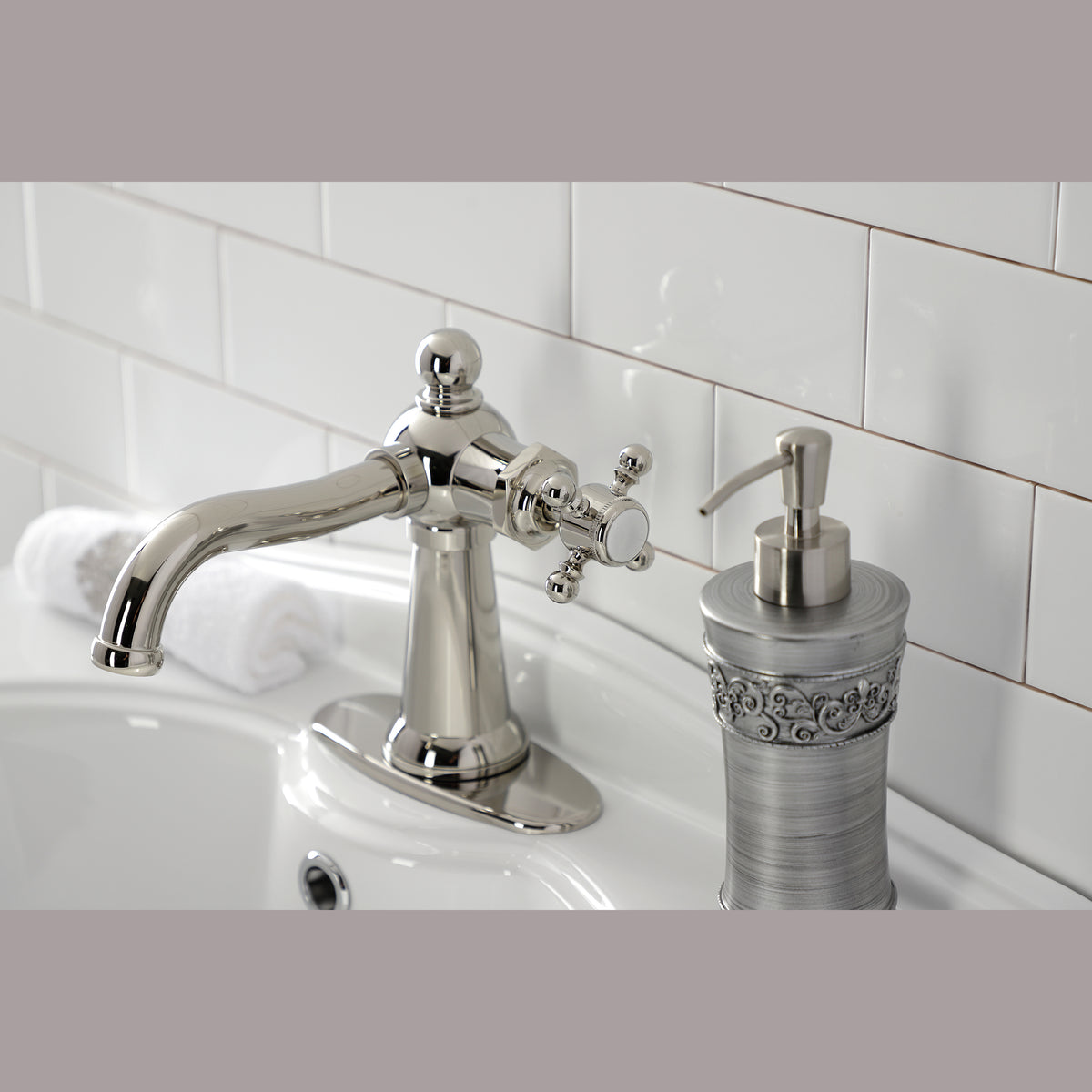 Kingston Brass KSD154BXPB Nautical Single-Handle Bathroom Faucet with Push Pop-Up