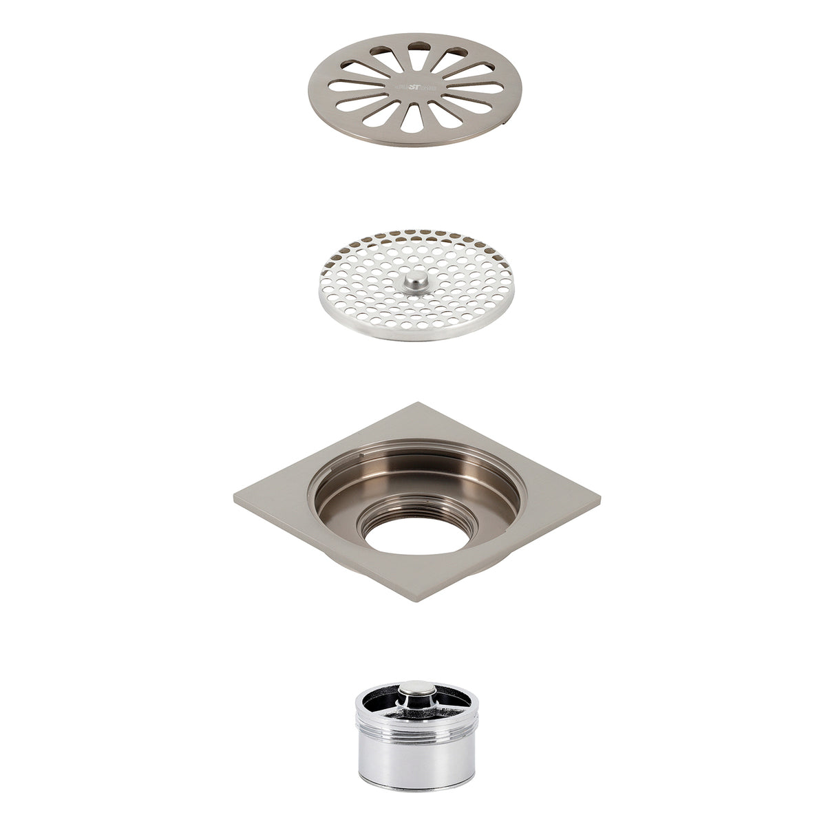 Kingston Brass Watercourse Sunburst 4&quot; Square Grid Shower Drain