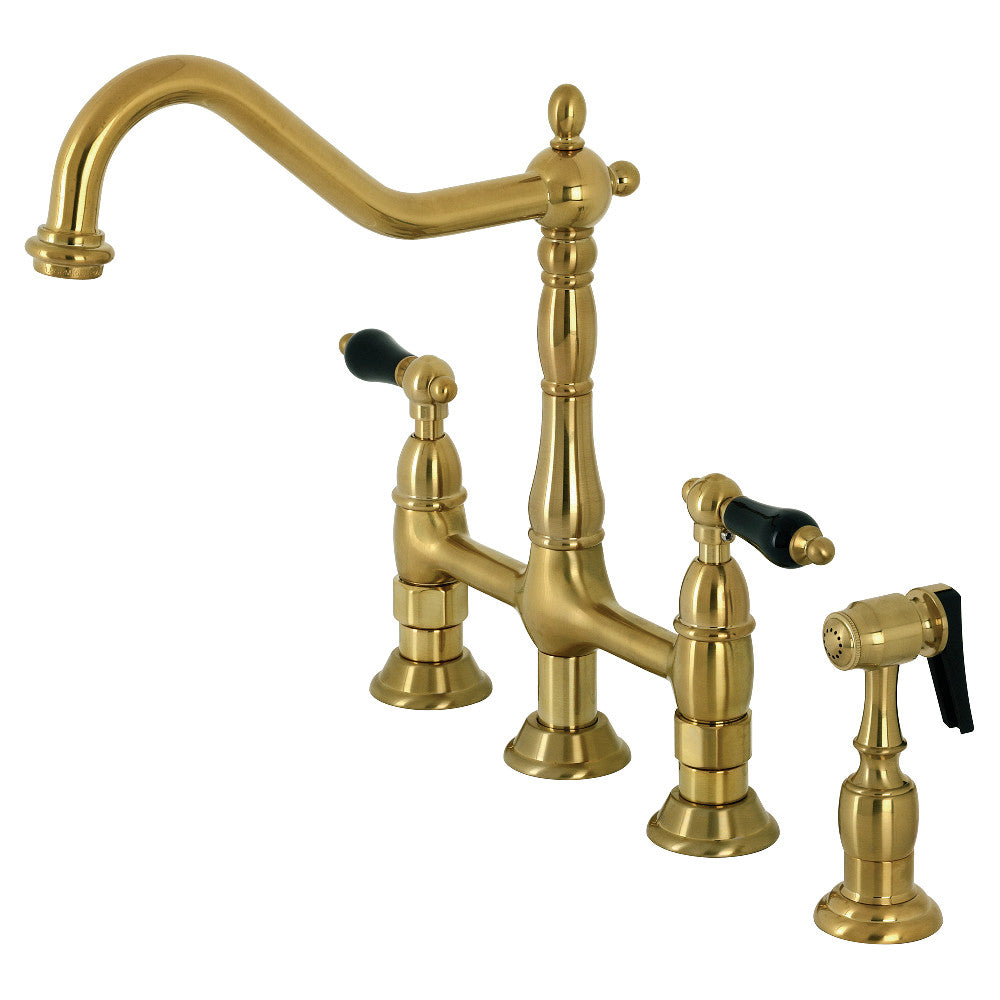 Kingston Brass KS1270PKLBS Duchess Bridge Kitchen Faucet with Brass Sprayer