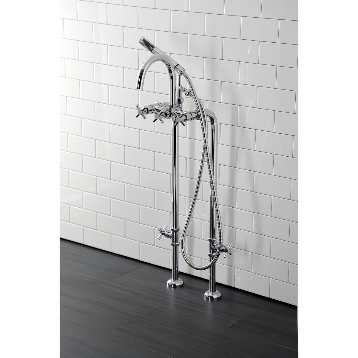 Aqua Vintage Concord Freestanding Tub Faucet with Supply Line, Stop Valve