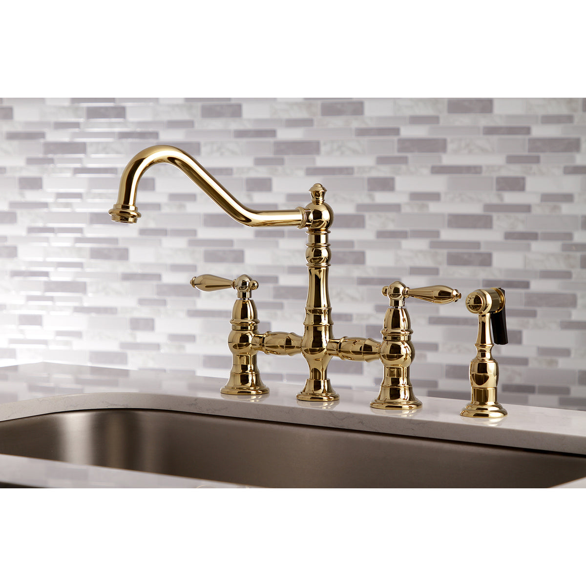 Kingston Brass KS3270ALBS Kitchen Faucet with Side Sprayer