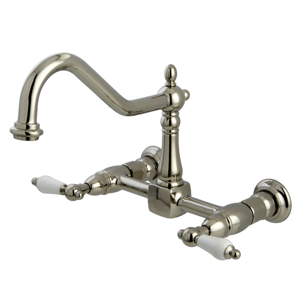Kingston Brass KS1246PL Heritage Wall Mount Bridge Kitchen Faucet