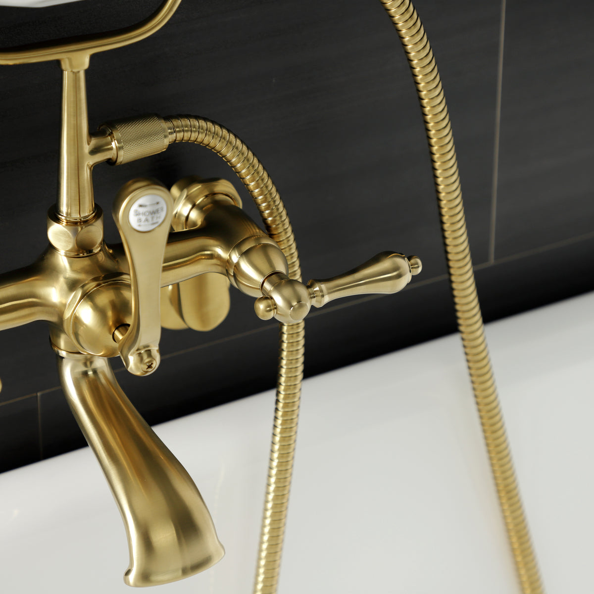 Aqua Vintage 7-Inch Adjustable Wall Mount Tub Faucet with Hand Shower