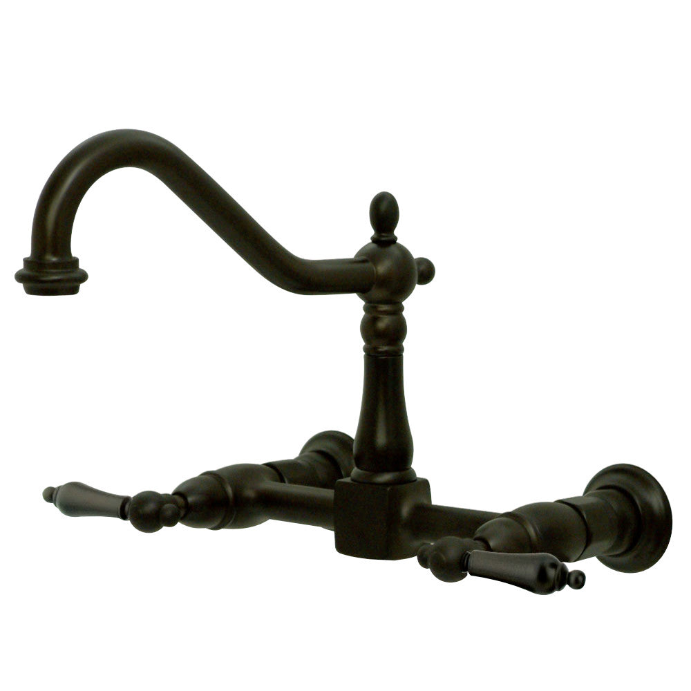 Kingston Brass KS1242AL Heritage Wall Mount Bridge Kitchen Faucet