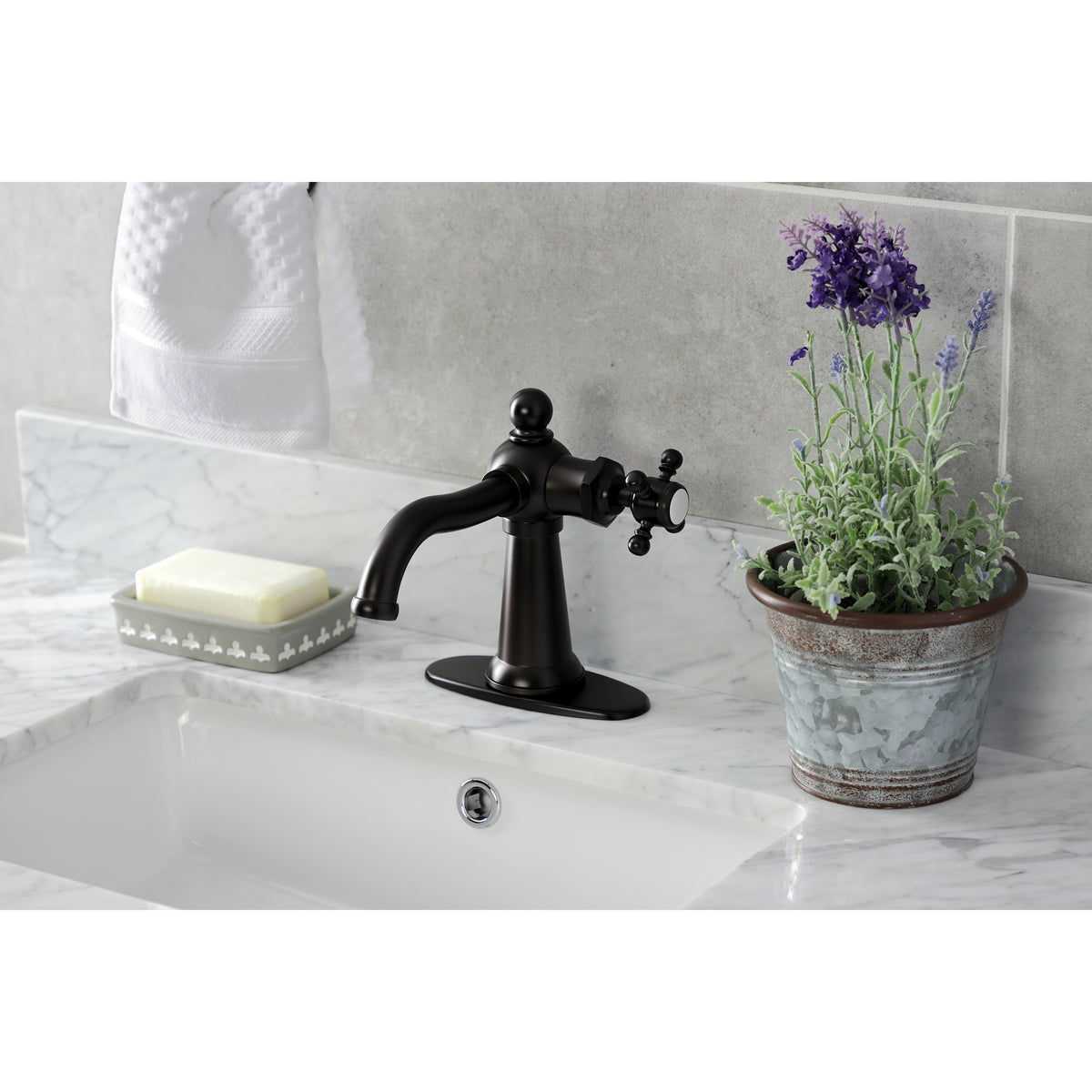 Kingston Brass KSD154BXPB Nautical Single-Handle Bathroom Faucet with Push Pop-Up