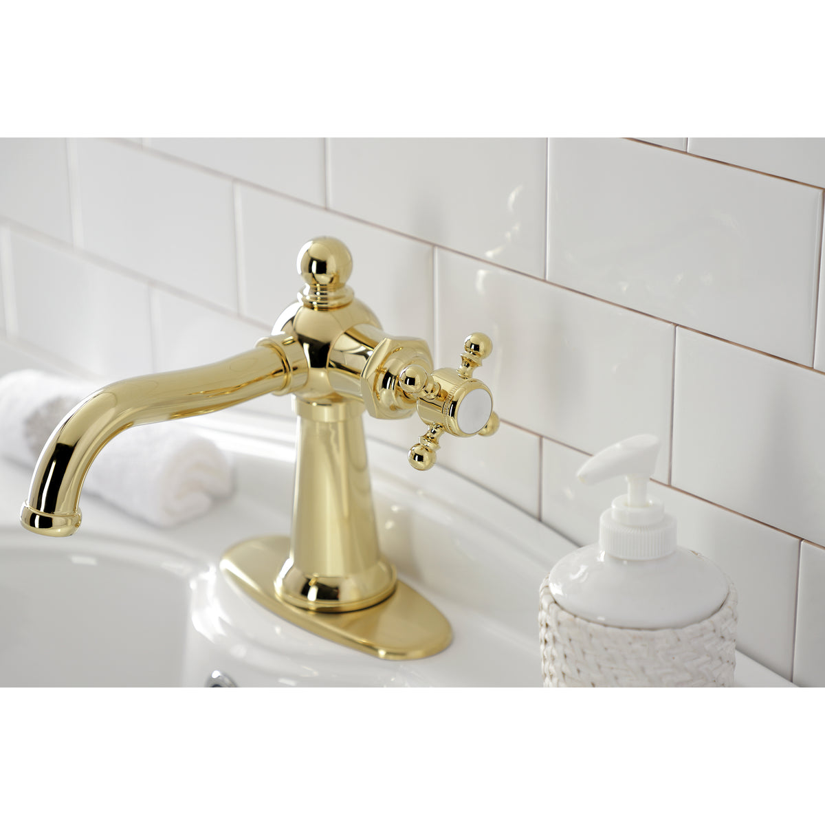 Kingston Brass KSD154BXPB Nautical Single-Handle Bathroom Faucet with Push Pop-Up