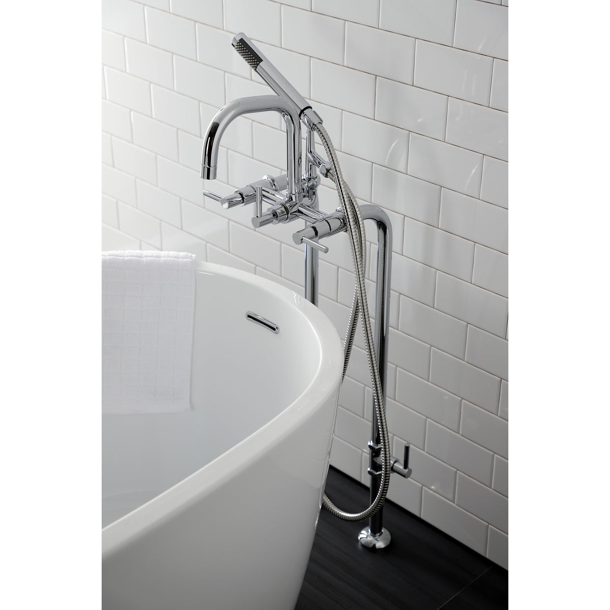 Aqua VintageL Concord Freestanding Tub Faucet with Supply Line, Stop Valve
