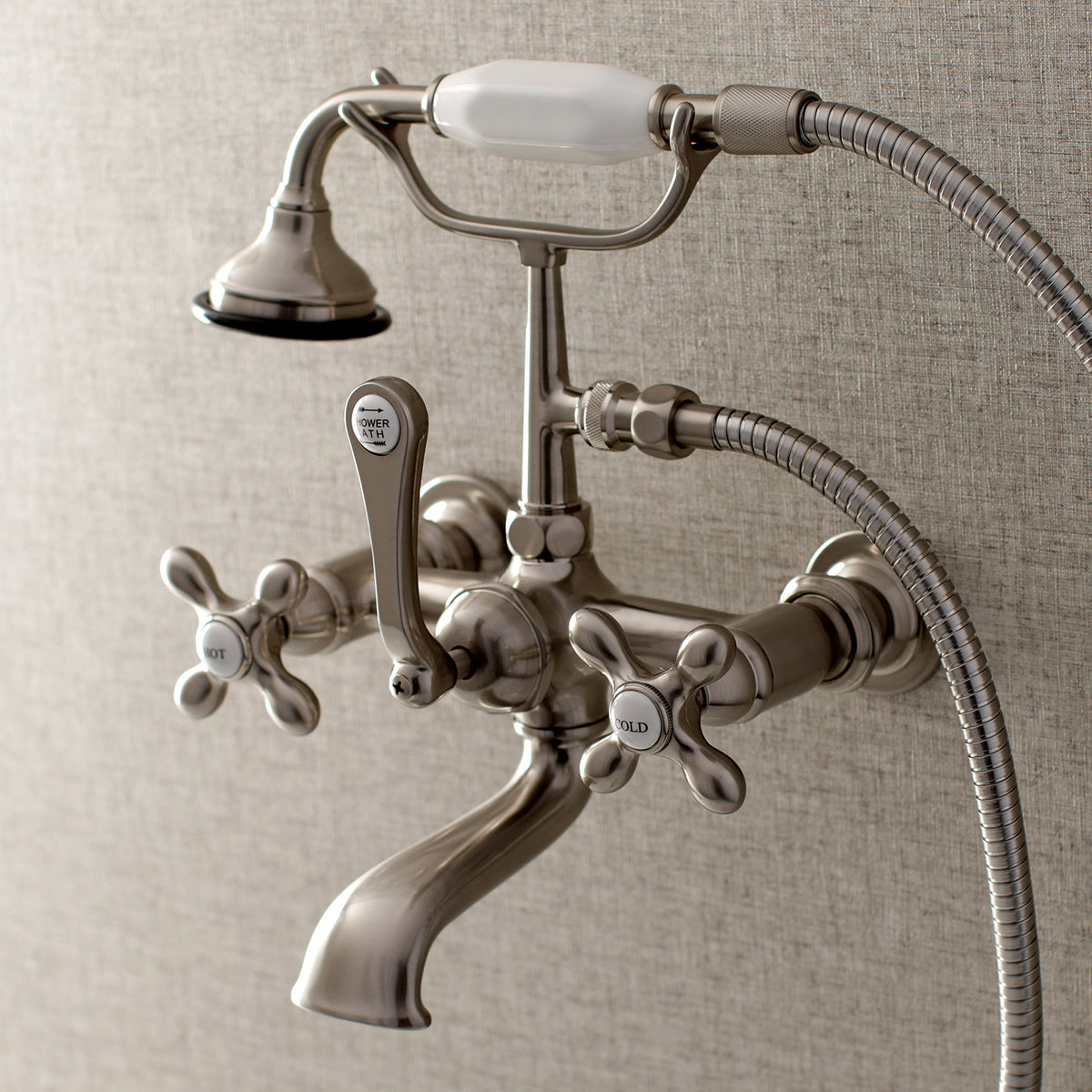 Aqua Vintage 7-Inch Wall Mount Tub Faucet with Hand Shower