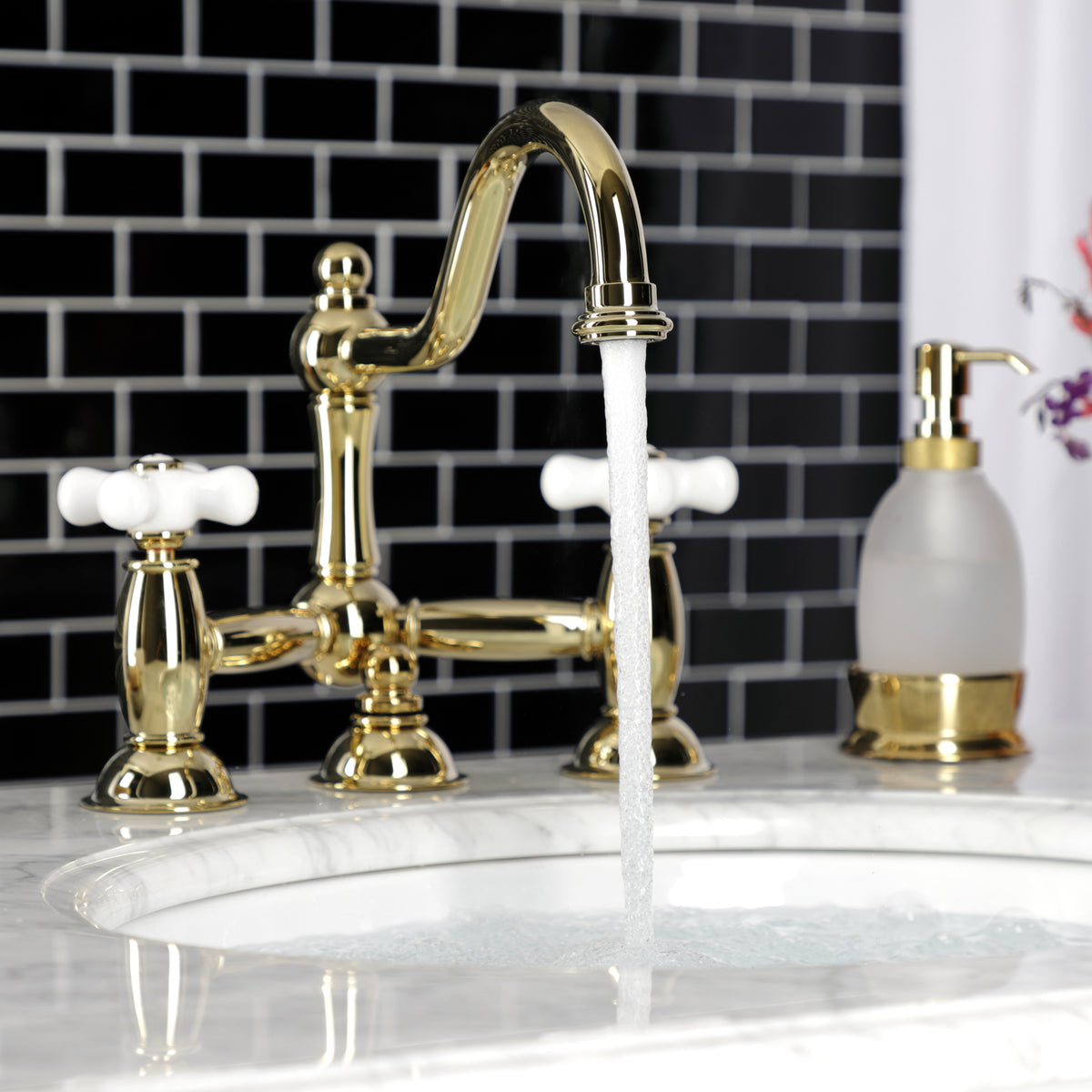 Kingston Brass KS3911PX Restoration Bathroom Bridge Faucet