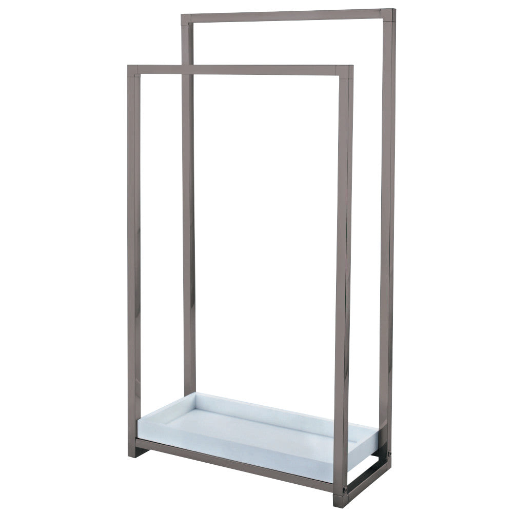 Kingston Brass Edenscape Pedestal 2-Tier Steel Construction Towel Rack with Wooden Case