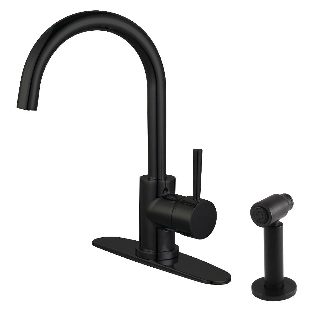 Kingston Brass LS8578DLBS Concord Single-Handle Kitchen Faucet with Brass Sprayer