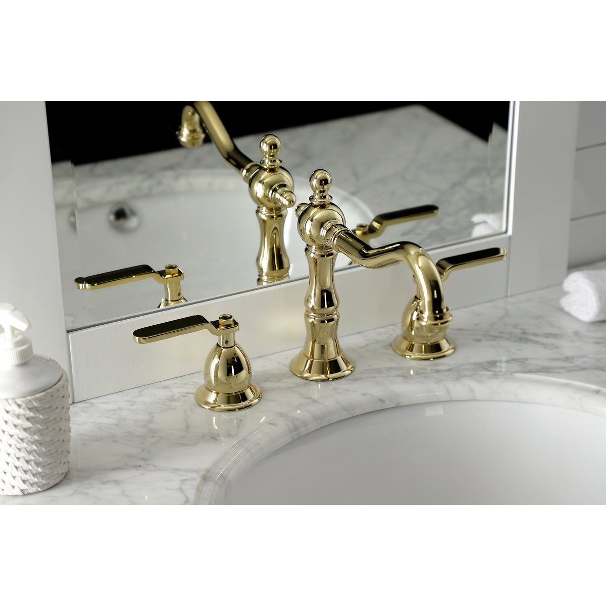 Kingston Brass KS1970KL Whitaker Widespread Bathroom Faucet with Brass Pop-Up