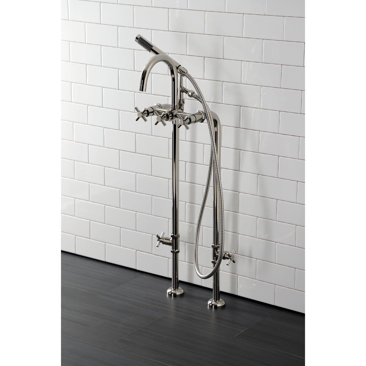 Aqua Vintage Concord Freestanding Tub Faucet with Supply Line, Stop Valve