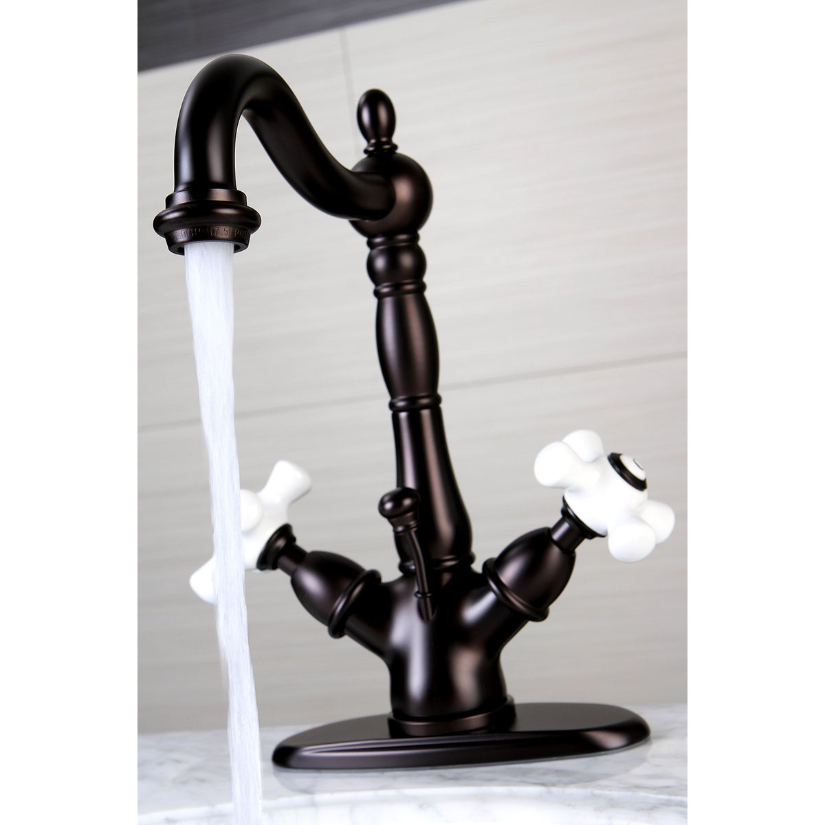 Kingston Brass KS1430PX Heritage Two-Handle Bathroom Faucet with Brass Pop-Up and Cover Plate