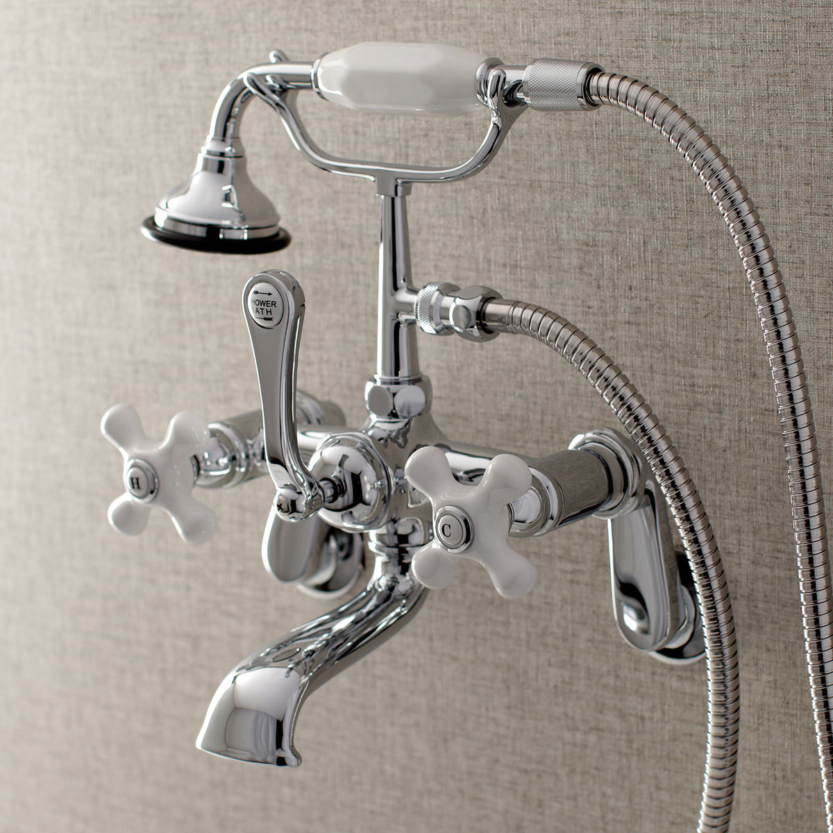 Aqua Vintage Wall Mount Tub Faucet with Hand Shower