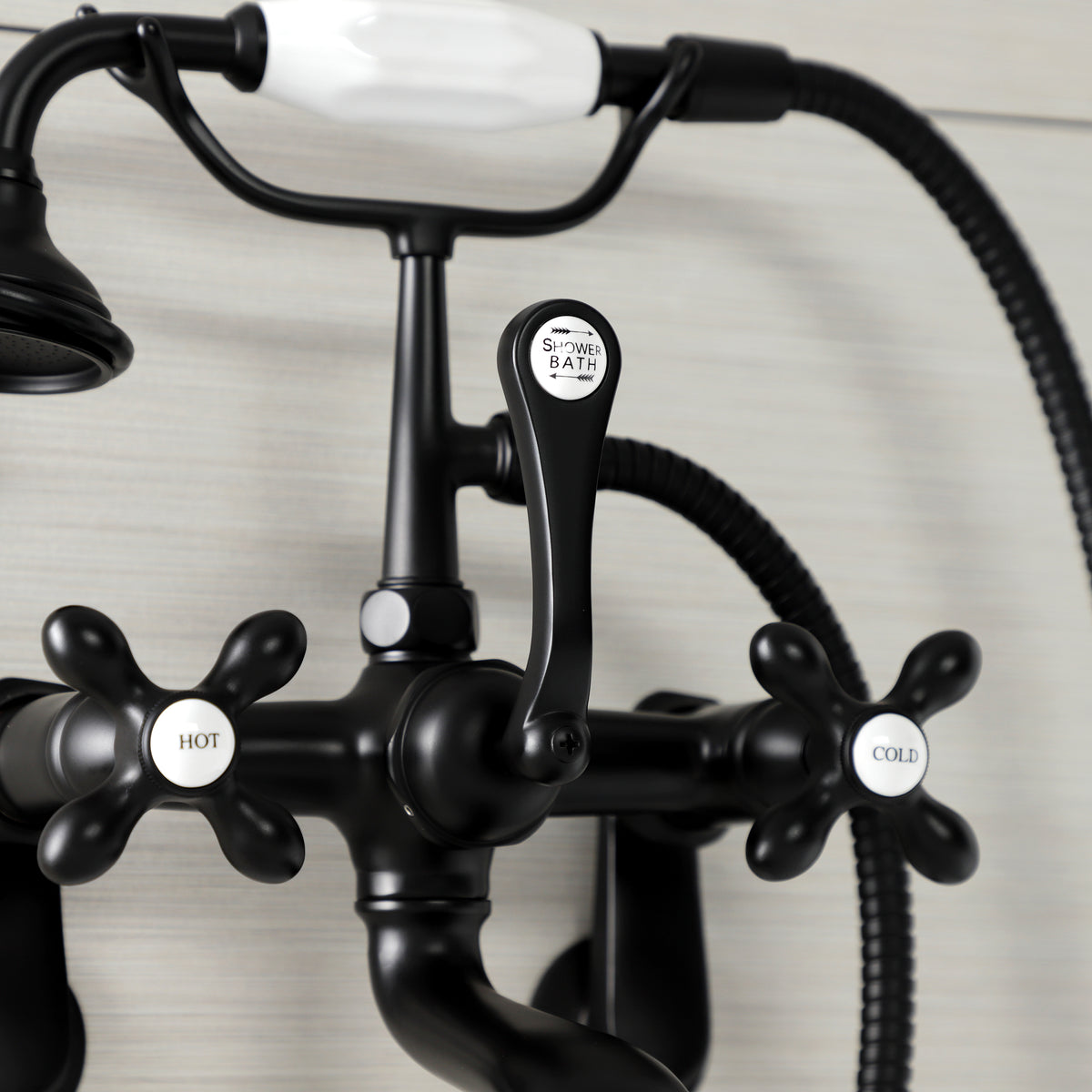 Aqua Vintage Wall Mount Tub Faucet with Hand Shower
