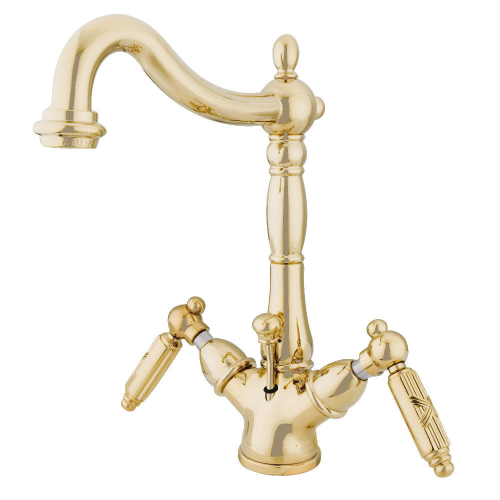 Kingston Brass KS1435GL Victorian Two-Handle Bathroom Faucet with Brass Pop-Up and Cover Plate