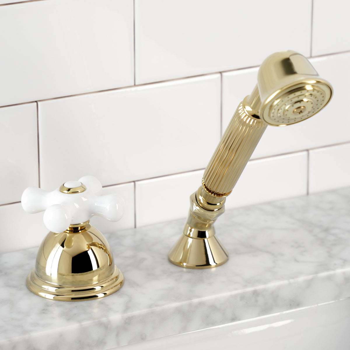 Kingston Brass Deck Mount Hand Shower with Diverter for Roman Tub Faucet