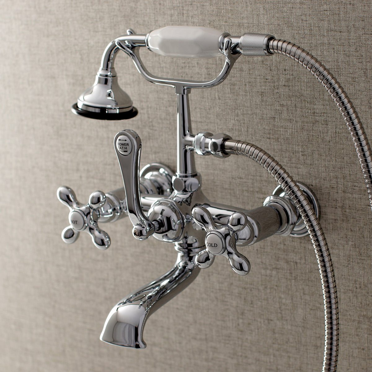 Aqua Vintage 7-Inch Wall Mount Tub Faucet with Hand Shower