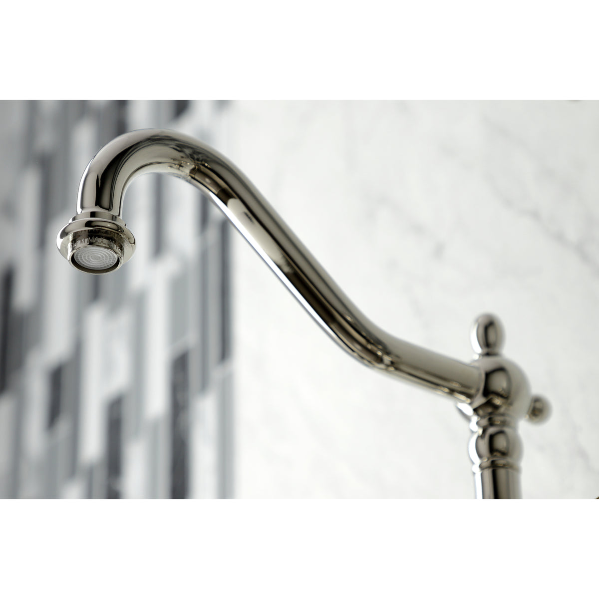 Kingston Brass KS1242PXBS Heritage Wall Mount Bridge Kitchen Faucet with Brass Spray