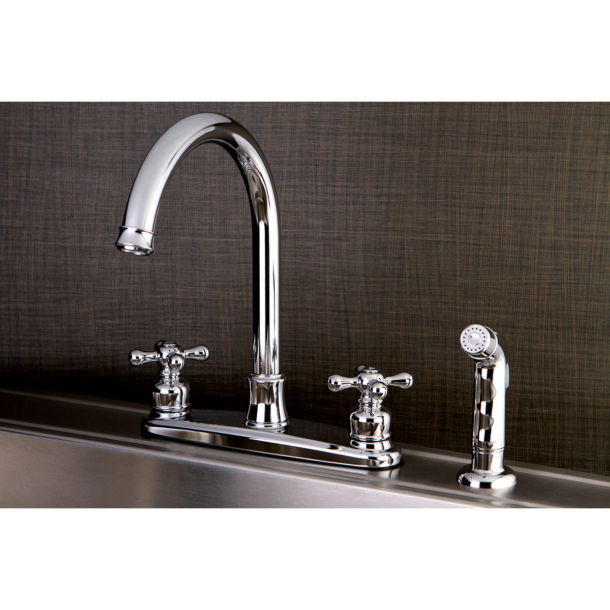 Kingston Brass FB7798AXSP Victorian 8-Inch Centerset Kitchen Faucet with Sprayer