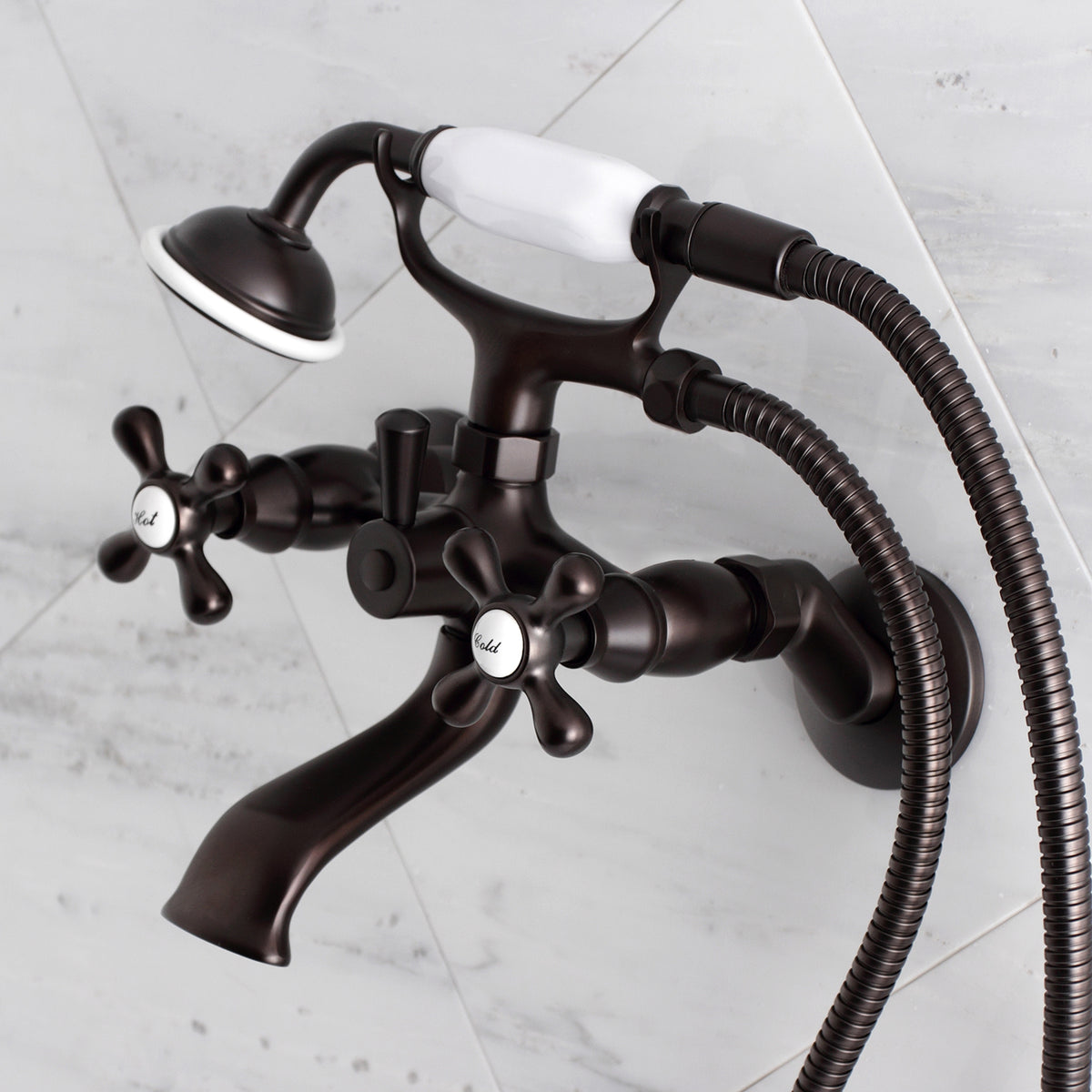 Kingston Tub Wall Mount Clawfoot Tub Faucet with Hand Shower