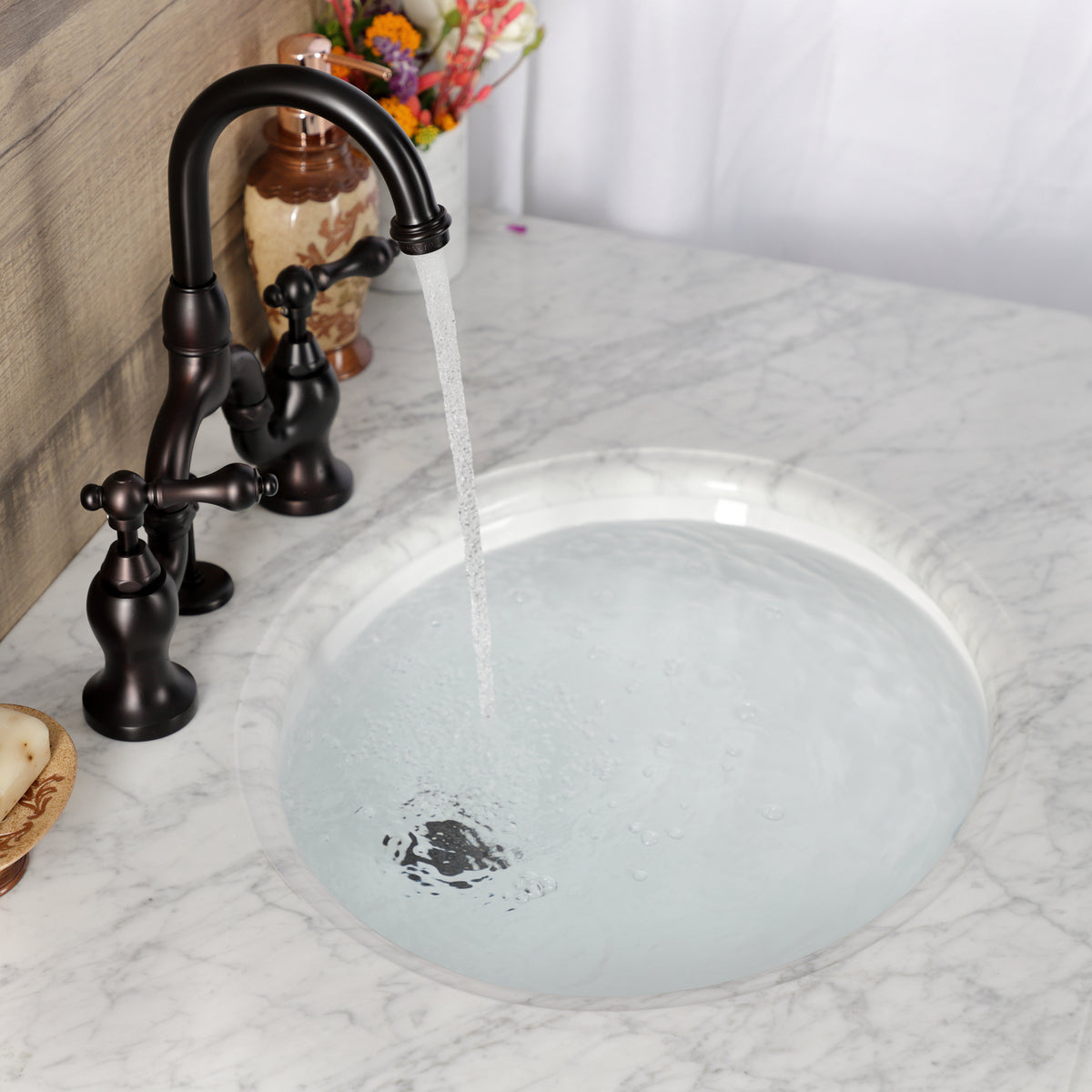 Kingston Brass KS7995AL English Country Bridge Bathroom Faucet with Brass Pop-Up