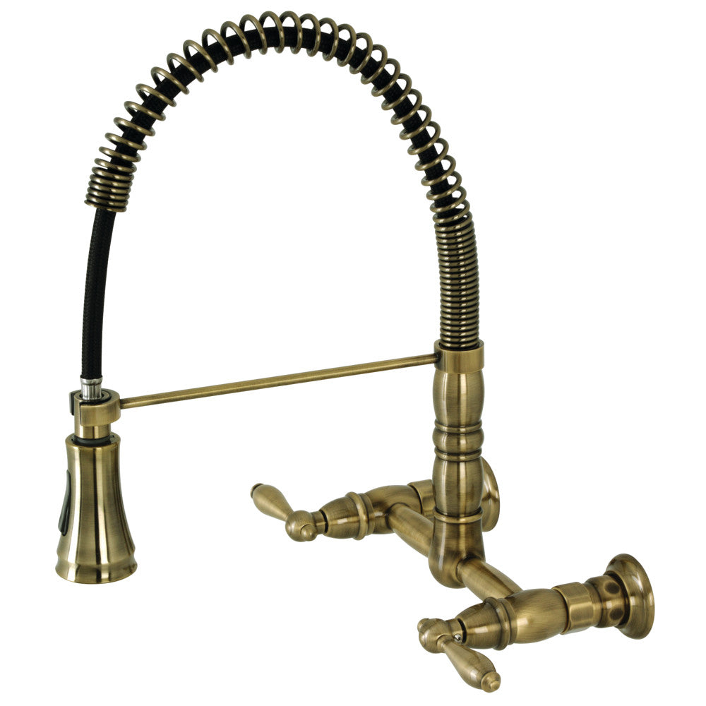 Gourmetier GS1245AL Heritage Two-Handle Wall-Mount Pull-Down Sprayer Kitchen Faucet