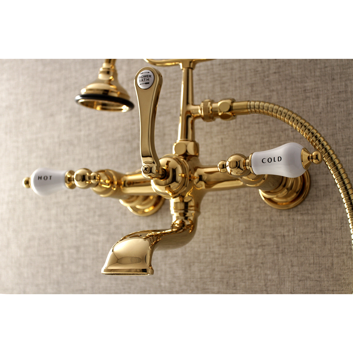 Aqua Vintage 7-Inch Wall Mount Tub Faucet with Hand Shower
