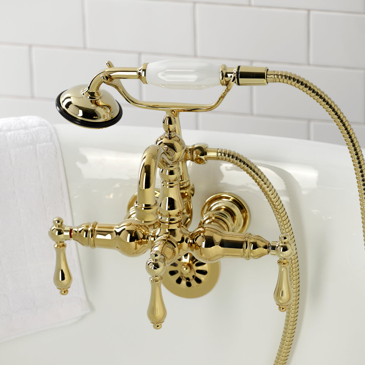 Heritage 3-3/8&quot; Tub Wall Mount Clawfoot Tub Faucet with Hand Shower