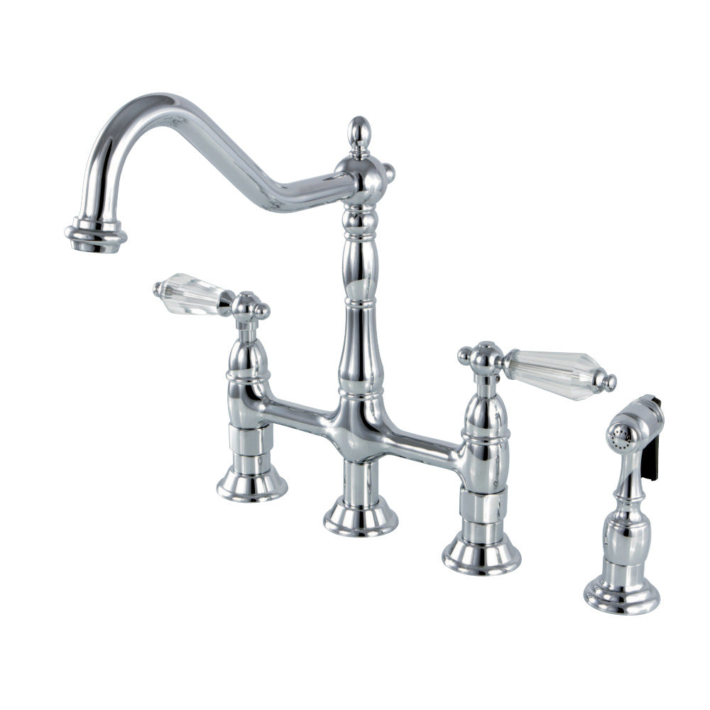 Kingston Brass KS1275WLLBS Wilshire Bridge Kitchen Faucet with Brass Sprayer