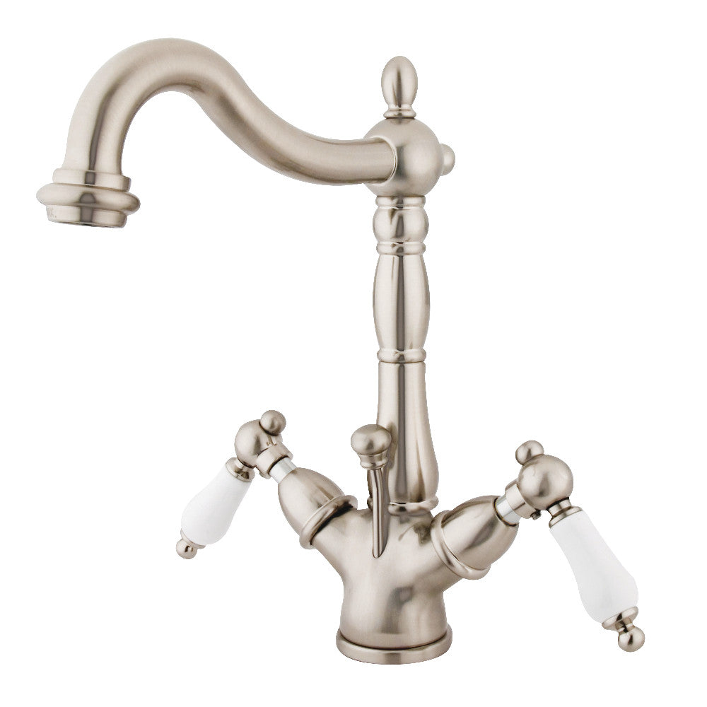 Kingston Brass KS1430PL Heritage Two-Handle Bathroom Faucet with Brass Pop-Up and Cover Plate