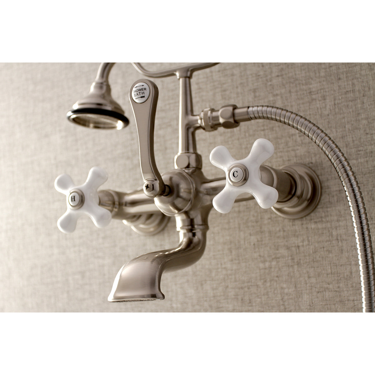 Aqua Vintage 7-Inch Wall Mount Tub Faucet with Hand Shower